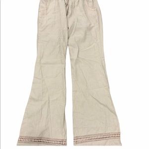 Linen Boho Pants, Beige, Size S